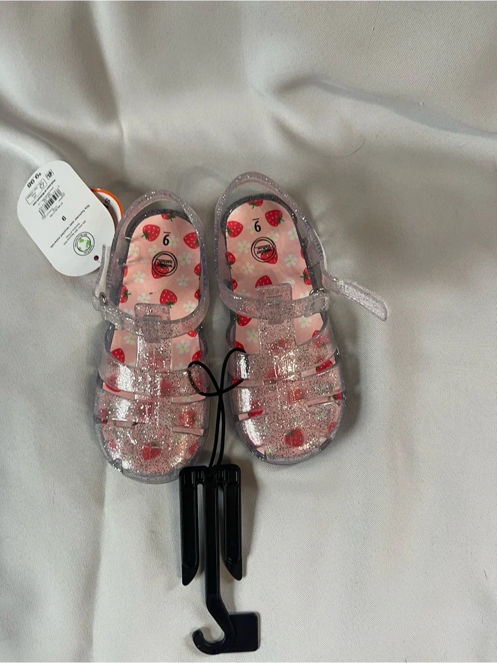 wonder nation Pink Glitter Strawberry Jelly Sandals